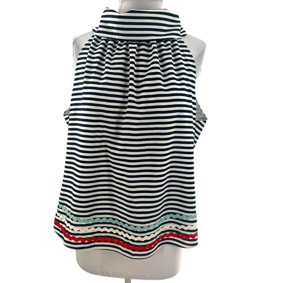 Sail to Sable Navy & White Stripe Cowl Neck Top Tuckernuck Sz XL - Picture 4 of 8